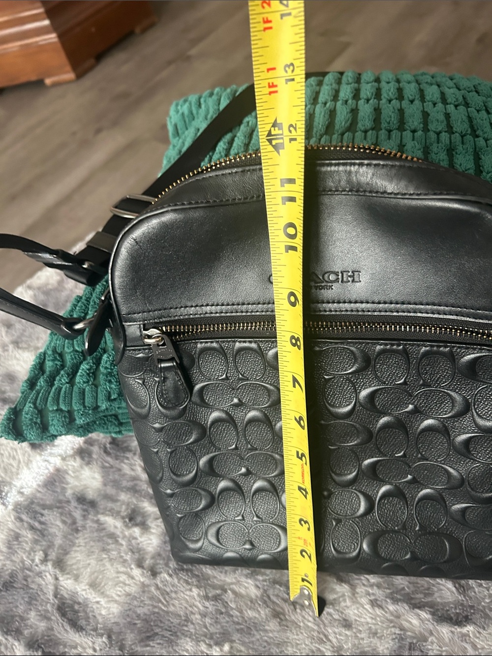 Coach Black Embossed Signature Leather Crossbody - Picture 7 of 8